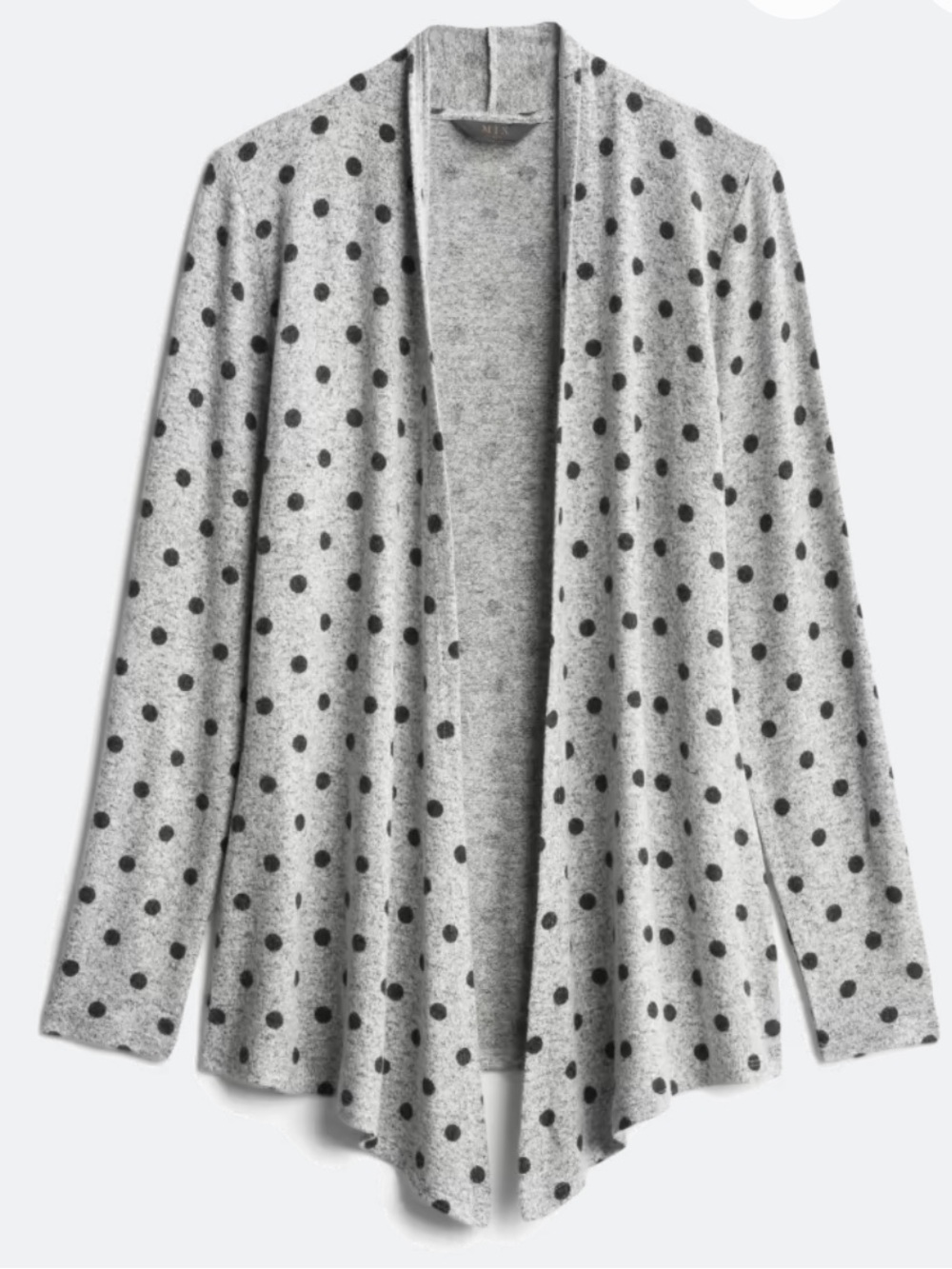 Abrrianna Brushed Long Sleeve Knit Cardigan - Grey with Black Polka Dots